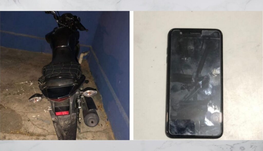 Elemento foge de casa e abandona moto e celular roubados após avistar polícia