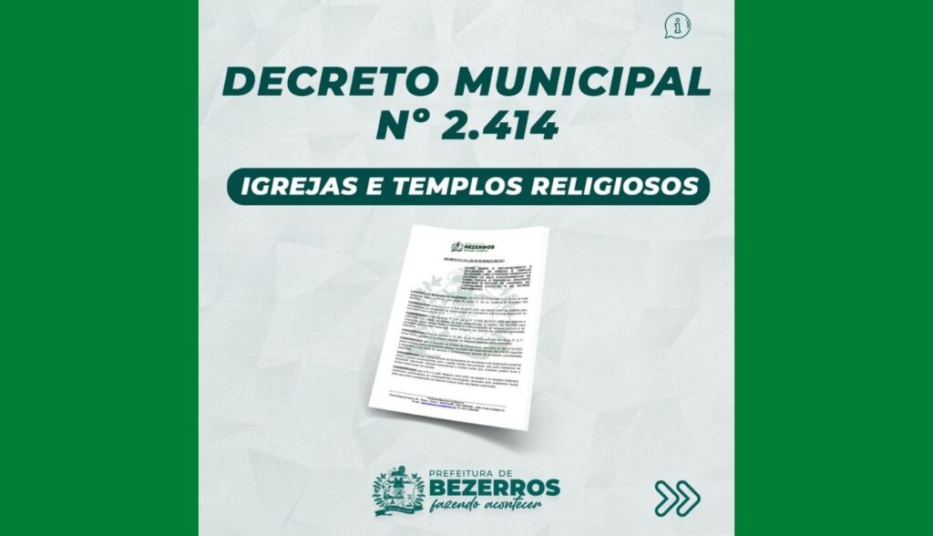 Prefeitura de Bezerros decreta igrejas e templos como atividades essenciais durante pandemia