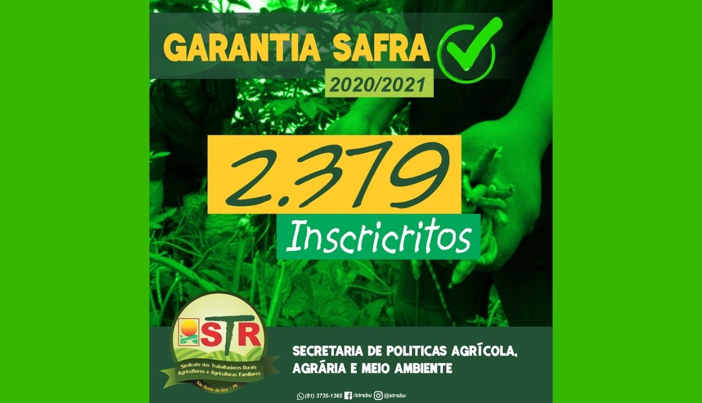 2.379 agricultores são incritos no Garantia Safra em São Bento do Una