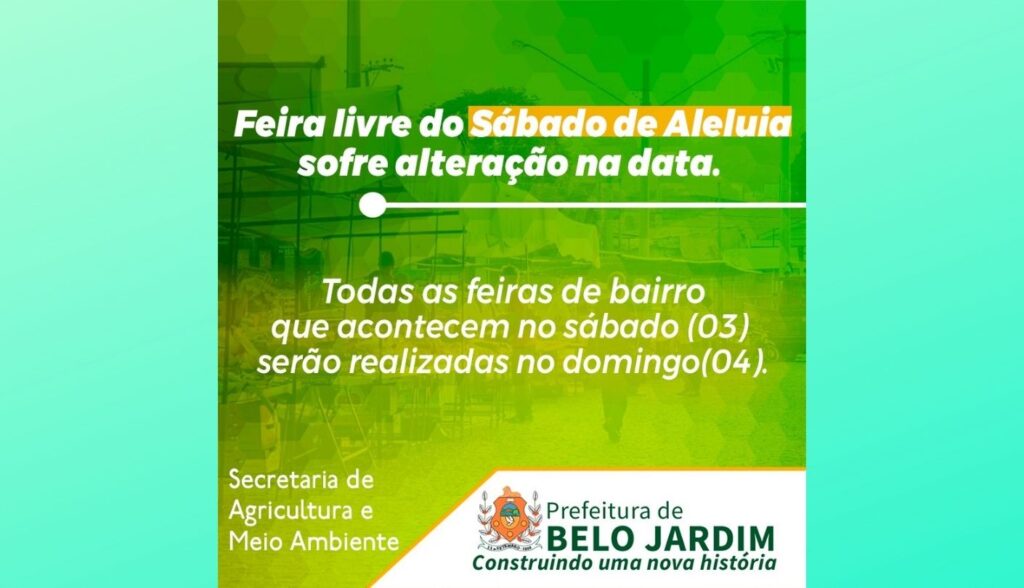 Feira tradicional do Sábado de Aleluia será realizada em nova data