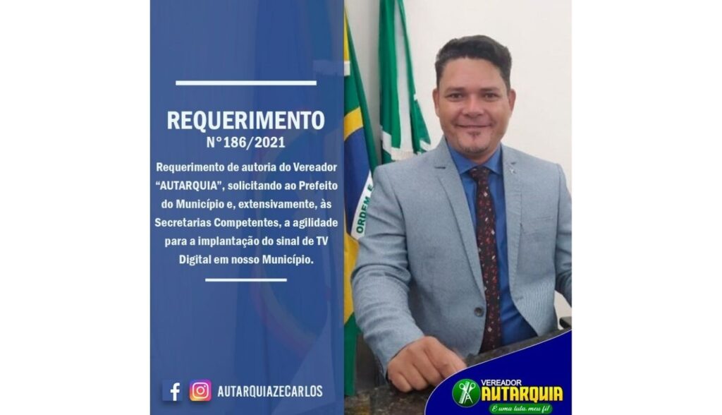 Vereador Autarquia solicita ao prefeito de Belo Jardim a implantação da TV Digital