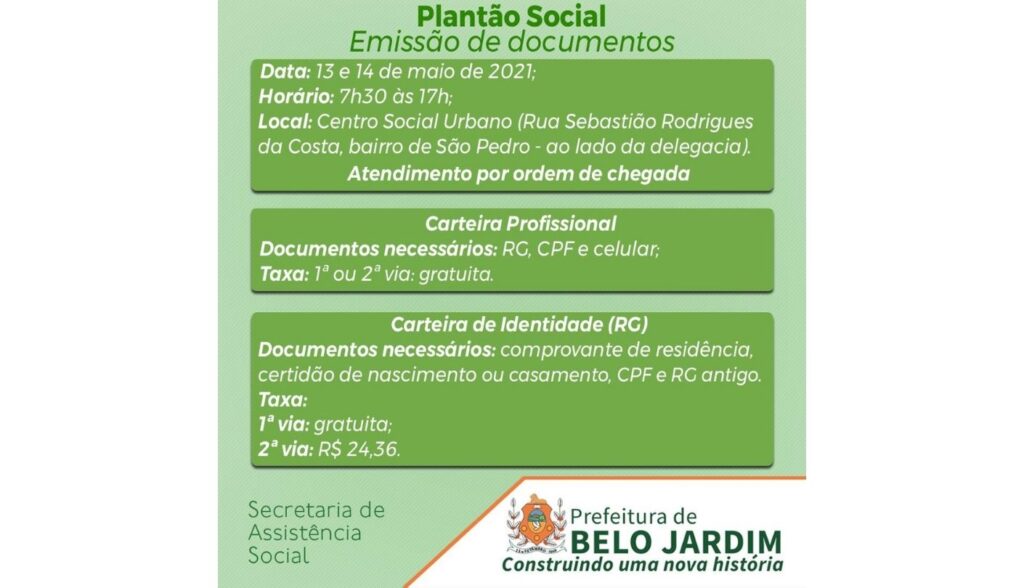 Prefeitura de Belo Jardim realiza Plantão Social para emissão de documentos