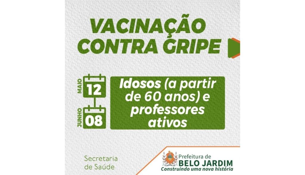 Vacinação contra gripe inicia novos grupos nesta quarta-feira (12)