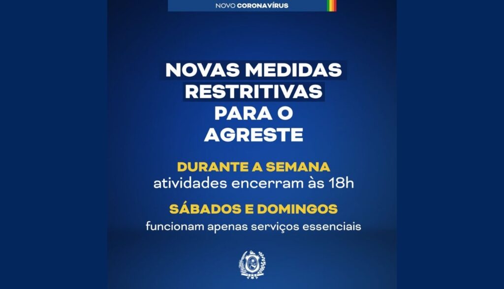 Governo determina restrições para comércio e demais atividades econômicas em 53 cidades do Agreste de Pernambuco por causa de avanço da covid-19*