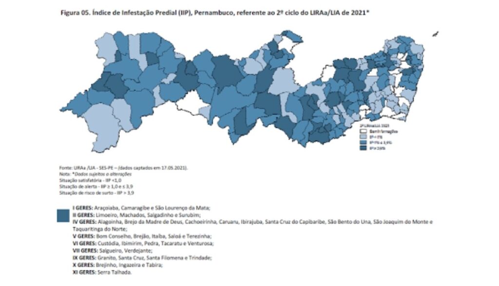 36 municípios pernambucanos estão em surto de arboviroses; entre eles Brejo da Madre de Deus, Cachoeirinha e São Bento do Una segundo SDS-PE