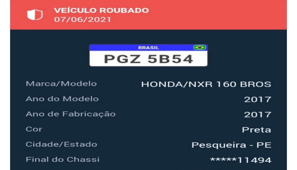 Morador de Pesqueiraa teve a motocicleta roubada por dois elementos