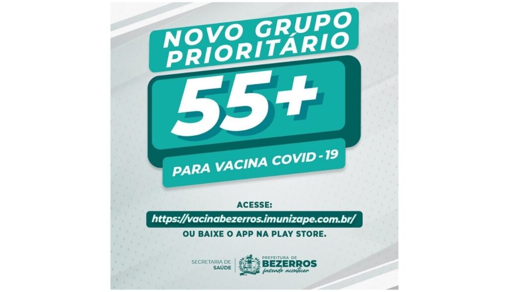 Bezerros amplia vacinação contra Covid-19 para pessoas acima de 55 anos