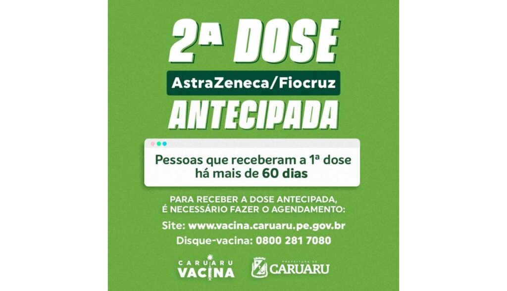 Caruaru antecipa aplicação da 2ª dose de AstraZeneca