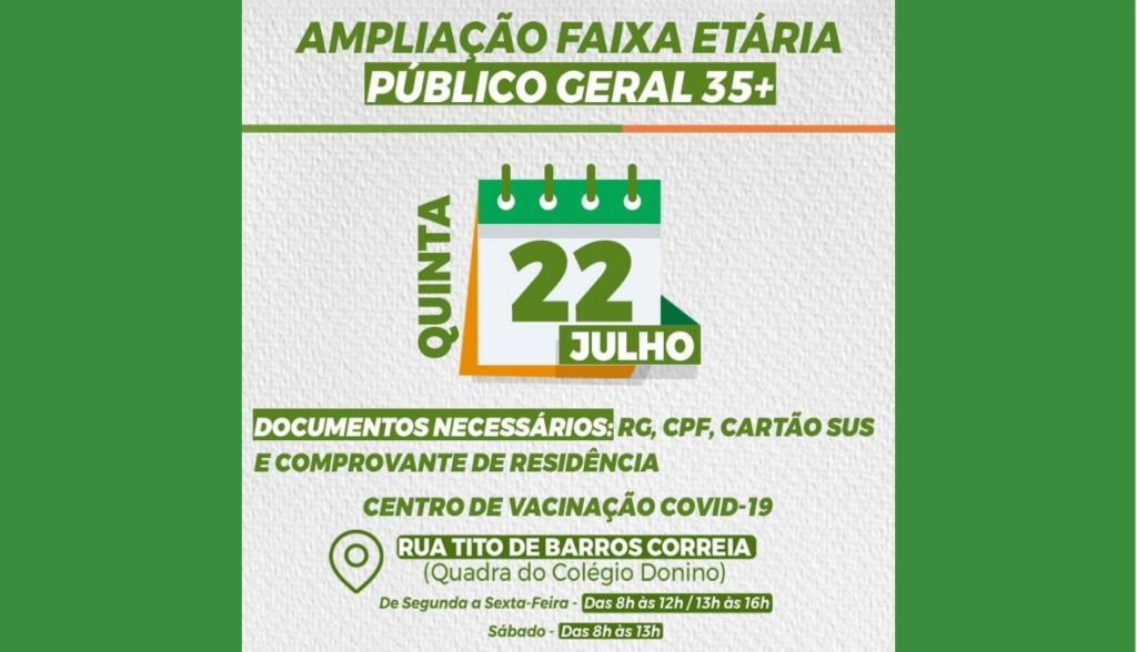 Covid-19: Belo Jardim amplia vacinação para pessoas a partir dos 35 anos