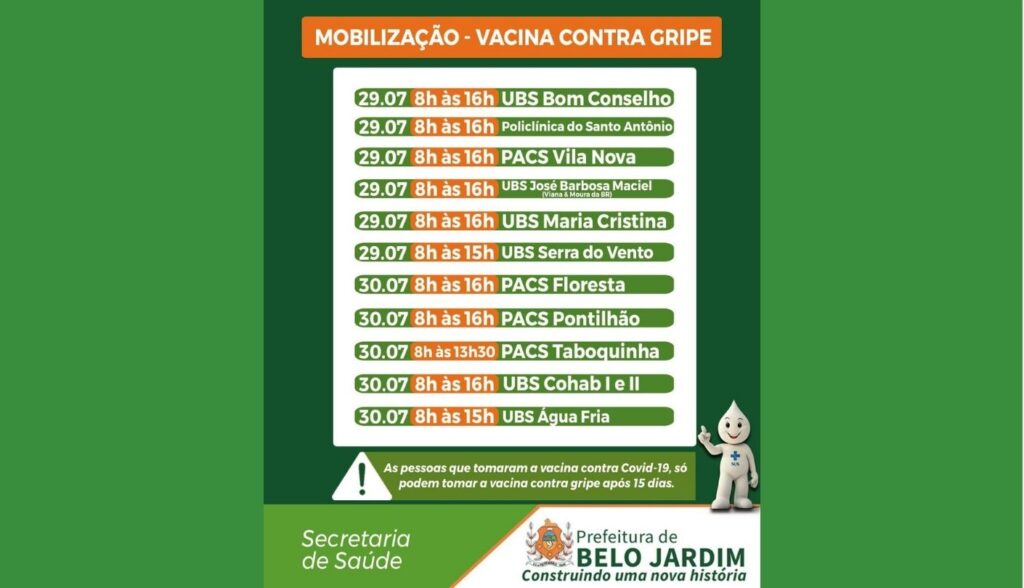 Belo Jardim realiza Mobilização de Vacina contra Gripe