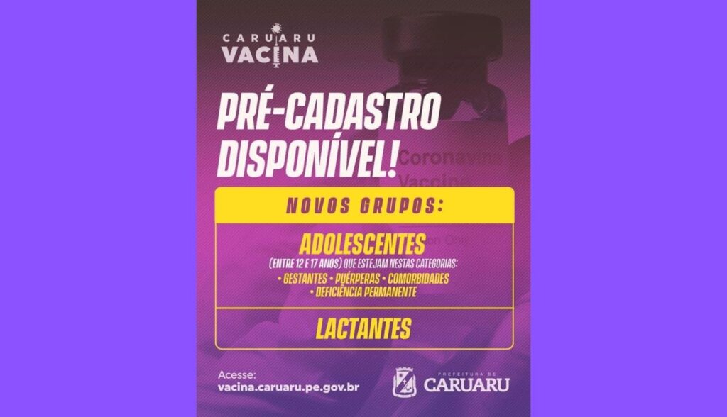 Caruaru agenda vacinação contra Covid-19 para adolescentes com deficiência permanente e comorbidades