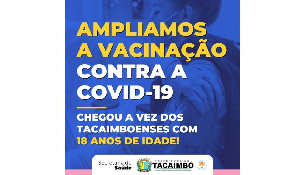 Tacaimbó amplia vacinação contra covid-19 para jovens a partir dos 18 anos