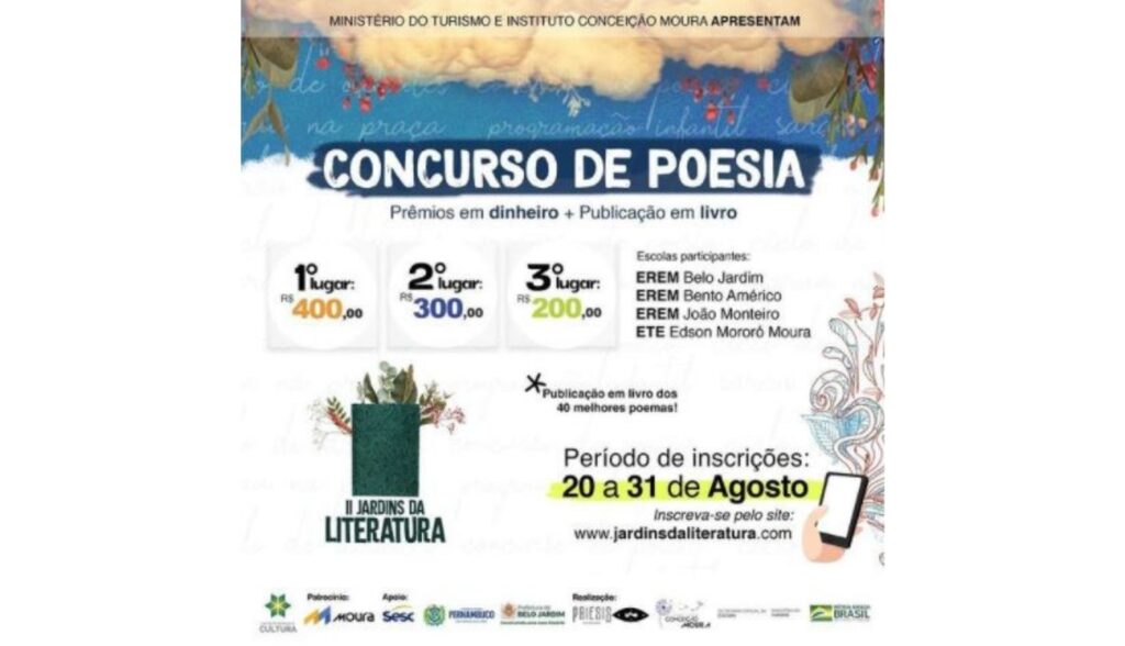 Inscrições para concurso de Poesia em Belo Jardim encerram amanhã