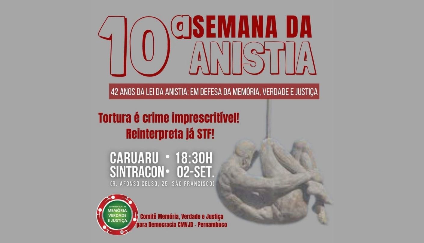 Comitê Memória, Verdade e Justiça para Democracia de Pernambuco realizará debate em Caruaru