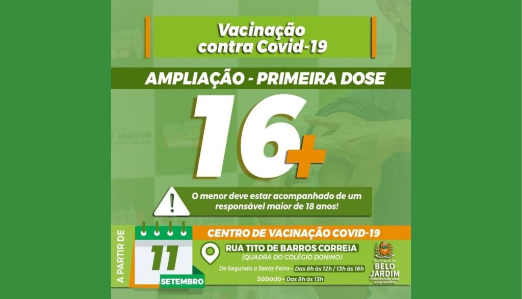 Adolescentes com 16 anos, sem comorbidades, são convocados para receber a primeira dose da vacina contra Covid, em Belo Jardim