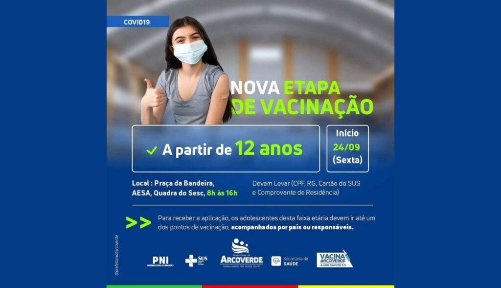 Arcoverde amplia vacinação contra Covid-19 para adolescentes acima de 12 anos