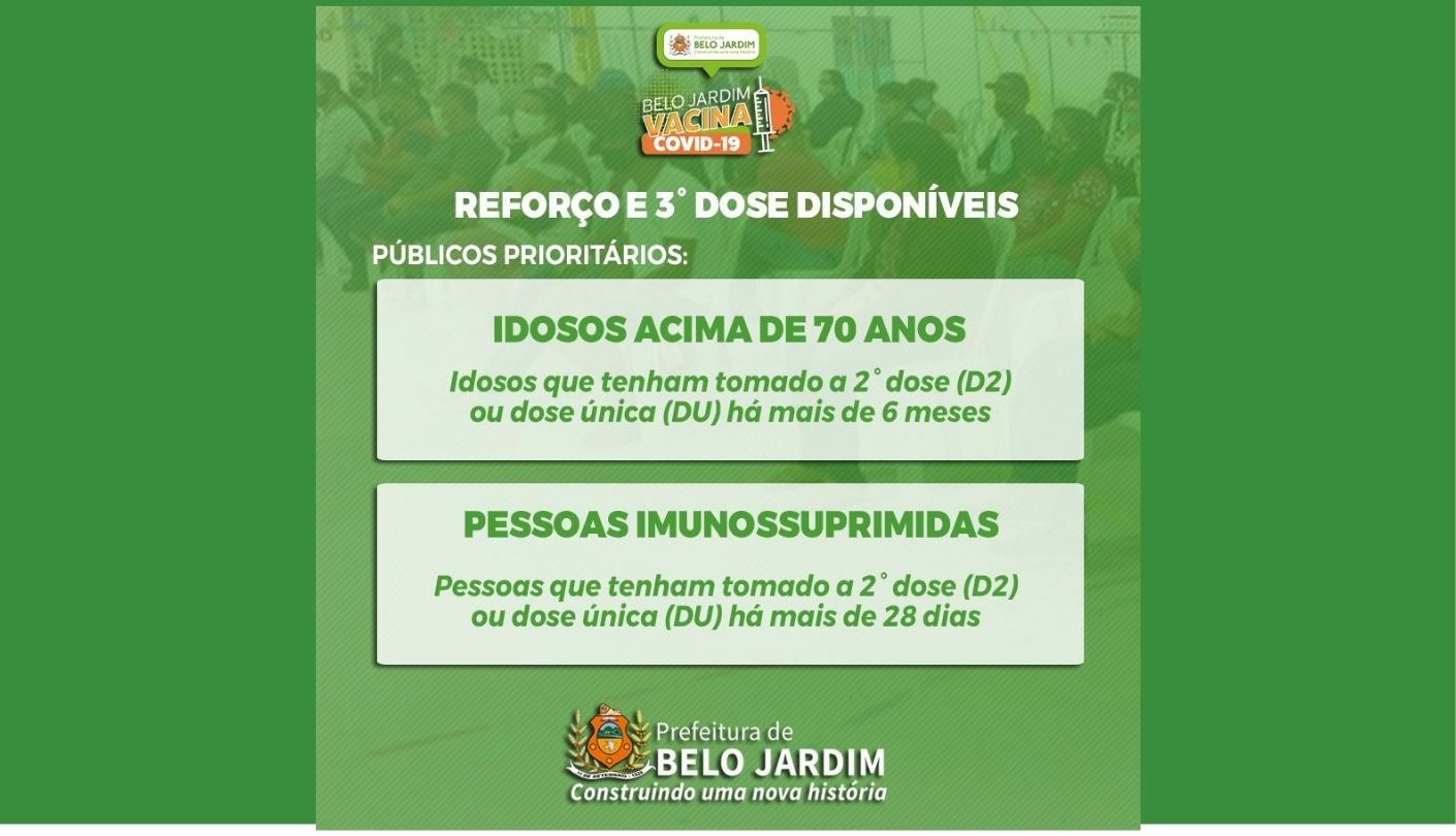 Belo Jardim inicia reforço e terceira dose da vacinação contra Covid-19