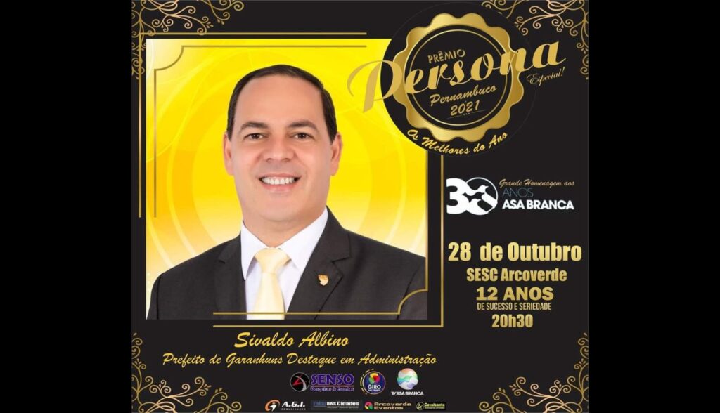 Arcoverde: Sivaldo Albino, de Garanhuns, é mais um prefeito confirmado no Persona 2021