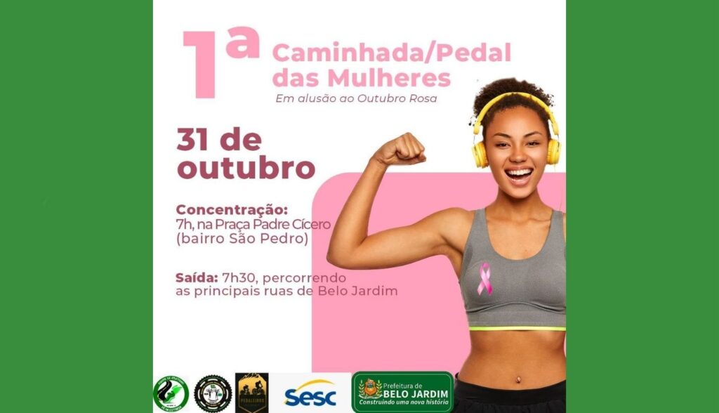 Secretaria da Mulher realiza 1ª Caminhada/Pedal em alusão ao Outubro Rosa no próximo domingo