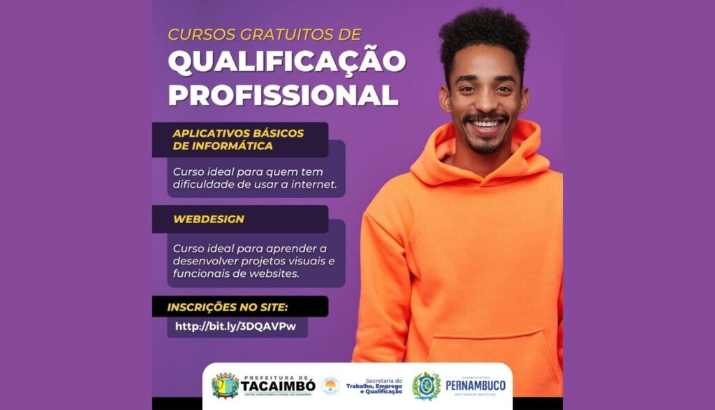 Prefeituura de Tacaimbó promove cursos de qualificação em aplicativos básicos de informática e W Design