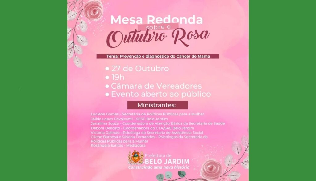 Secretaria da Mulher de Belo Jardim realiza mesa redonda sobre o Outubro Rosa