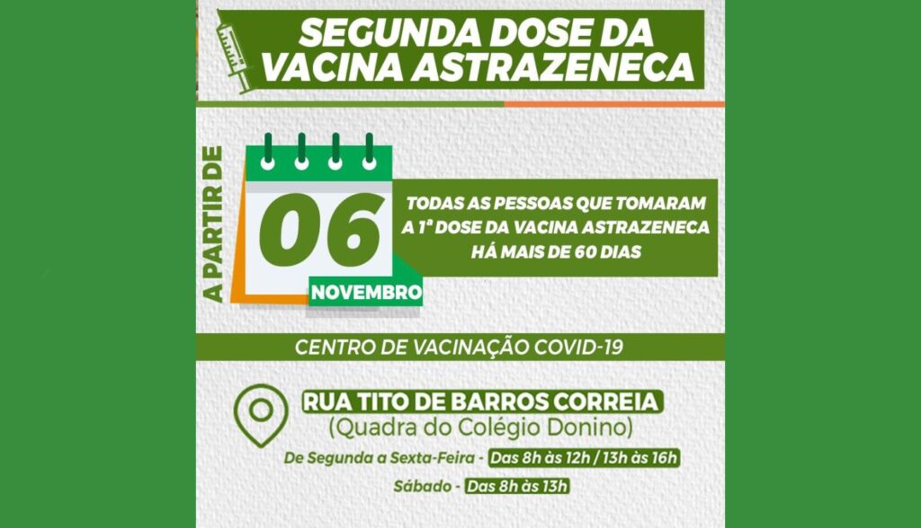 Belo Jardim recebe novas doses de Astrazeneca e convoca pessoas que tomaram a primeira dose do imunizante há mais de 60 dias