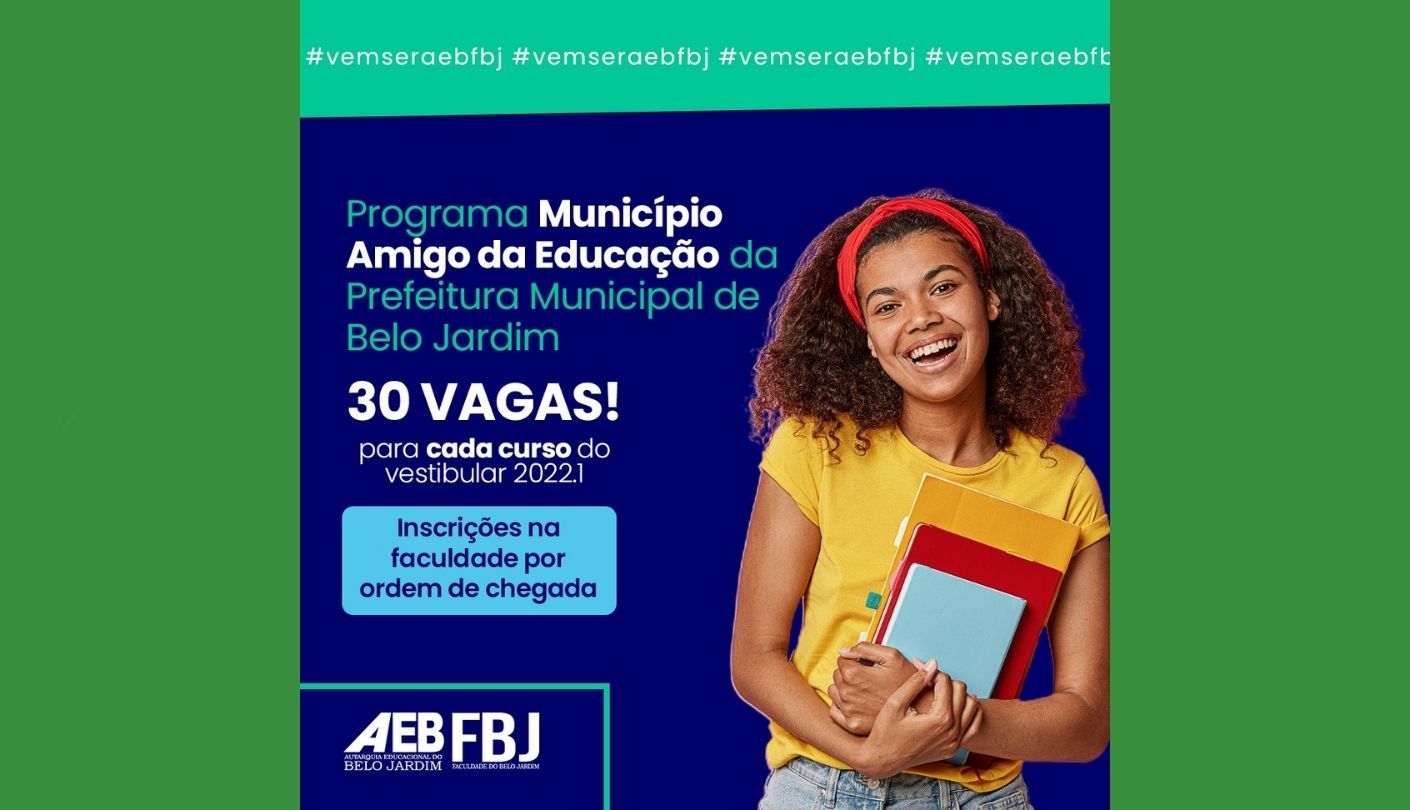 Prefeitura de Belo Jardim disponibiliza vagas para candidatos ao vestibular 2022.1 da AEB através do “Programa Município Amigo da Educação”