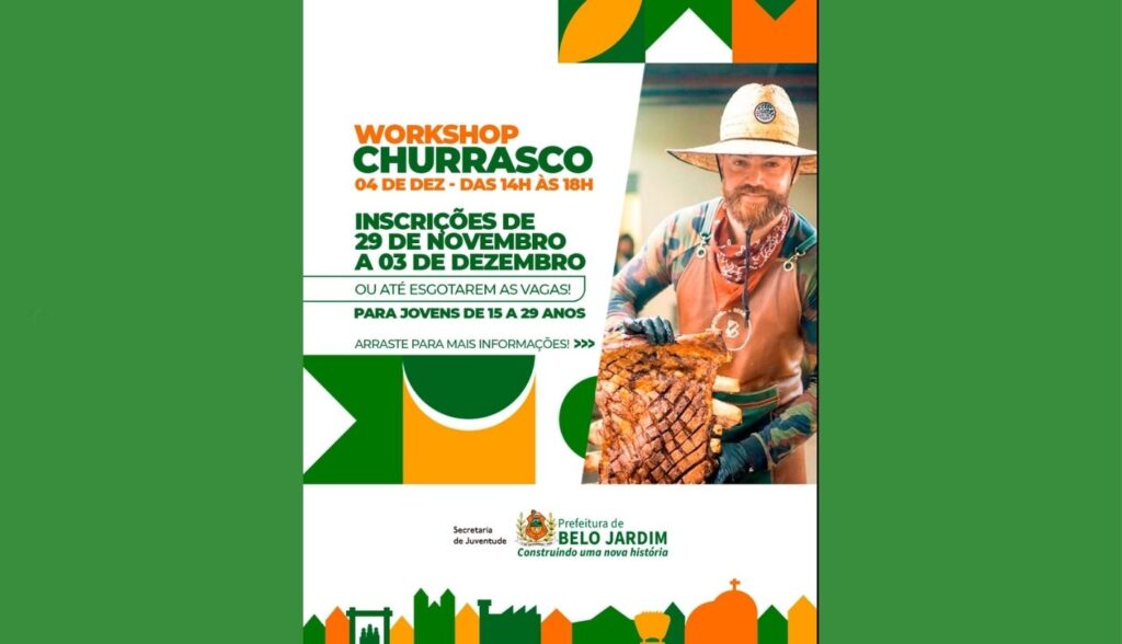 Secretaria de Juventude oferece workshop sobre churrasco que será ministrado por Sóstenes Brito