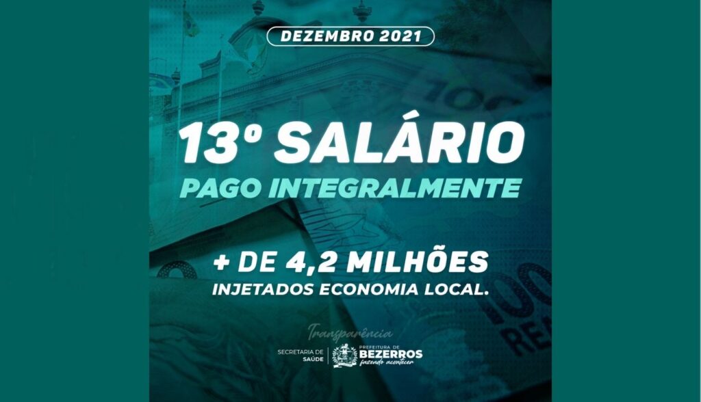 Prefeitura de Bezerros paga 13º salário integralmente e injeta mais de R$ 4,2 milhões na economia local
