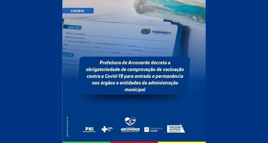 Prefeitura de Arcoverde exige comprovação de vacina para entrar nos departamentos públicos