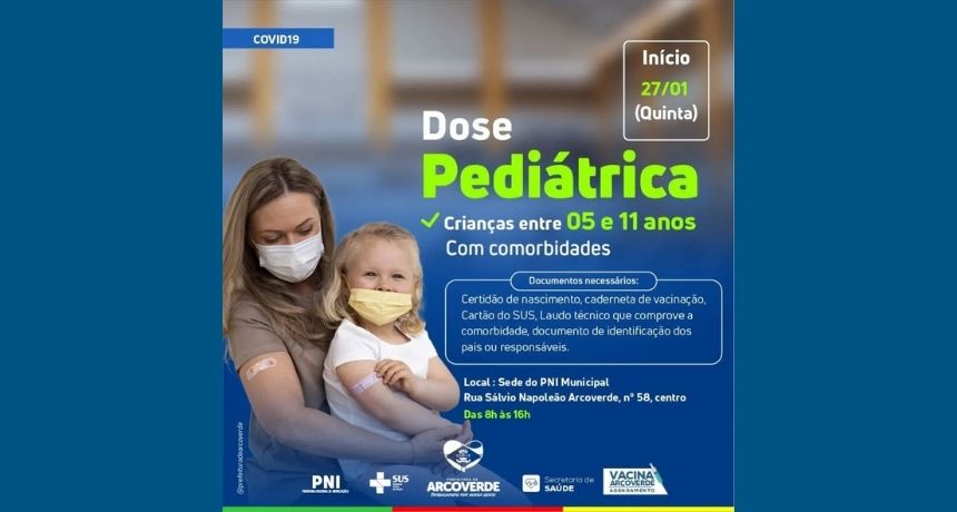 Arcoverde amplia vacinação para crianças de 5 a 11 anos com comorbidades