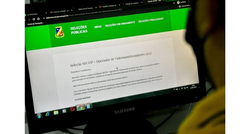 Prefeitura de Caruaru abre vagas de emprego para operador de videomonitoramento