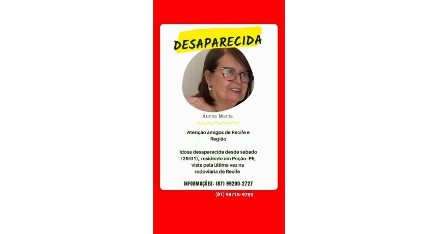 Família procura por idosa desaparecida