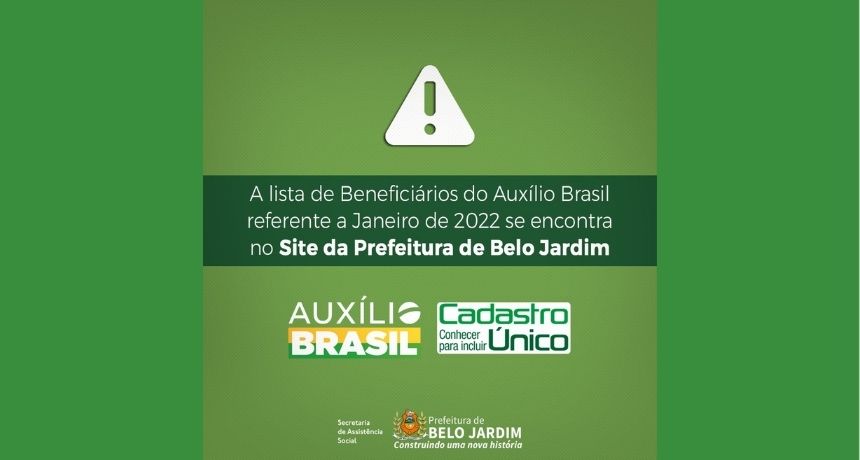 Belo Jardim disponibiliza lista de beneficiários do Auxílio Brasil em formatos on-line e off-line