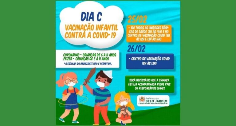 Belo Jardim prepara o Dia C da vacinação infantil contra a Covid-19