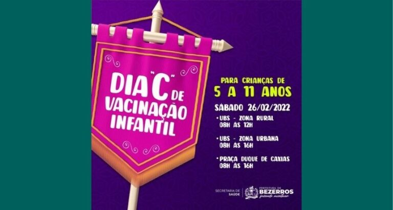 Covid-19: Bezerros promove mutirão do Dia “C” de vacinação para crianças de 05 a 11 anos de idade