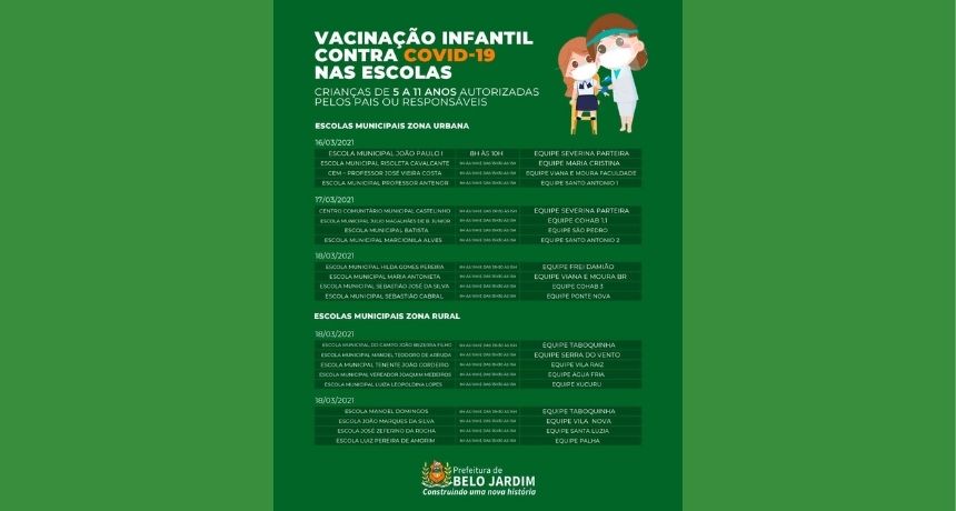 Belo Jardim inicia Mutirão de Vacina contra Covid-19 nas escolas municipais
