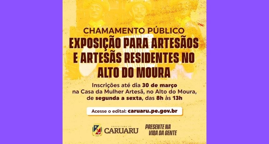 Prefeitura de Caruaru faz chamamento público de exposição para artesãos do barro residentes no Alto do Moura