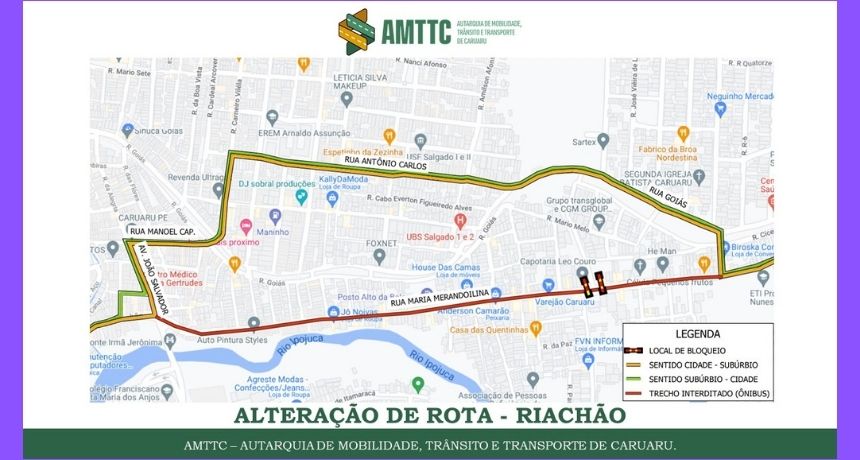 Desvio provisório de rota de transporte público nesta sexta-feira (22)