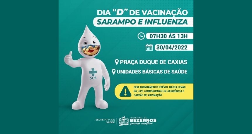 Secretaria de Saúde de Bezerros realiza Dia “D” de vacinação contra Sarampo e Influenza