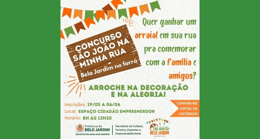 Prefeitura de Belo Jardim abre inscrições para concurso cultural “São João na Minha Rua – Belo Jardim no forró”
