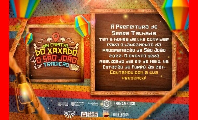 Prefeitura de Serra Talhada divulga programação do São João 2022 com shows de Claudia Leitte e César Menotti e Fabiano