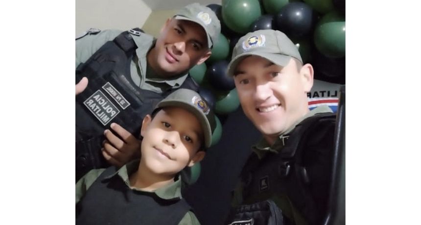 Menino ganha festa de aniversário com a presença da Polícia Militar, em Lajedo
