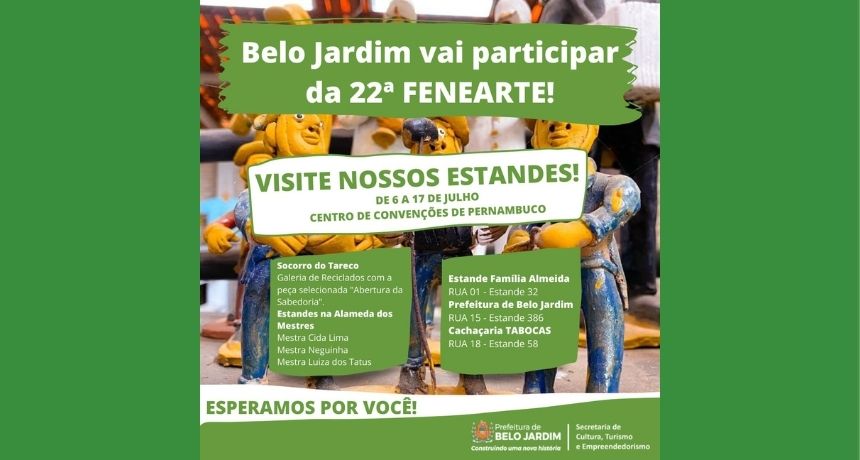 Belo Jardim marca presença na Fenearte: Prefeitura Municipal presta apoio aos artistas e tem estande próprio