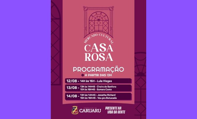 Mercado Cultural Casa Rosa inicia programação do fim de semana nesta sexta-feira, 12