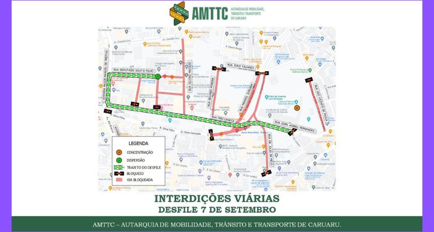 AMTTC informa ruas que serão interditadas para o desfile de 7 de setembro