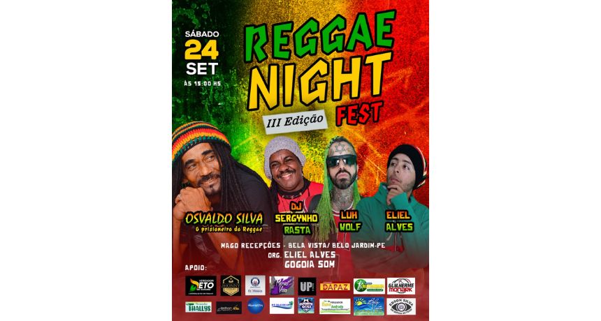 Osvaldo Silva fará show em Belo Jardim dia (24/09) na III edição do Reggae Night Fest