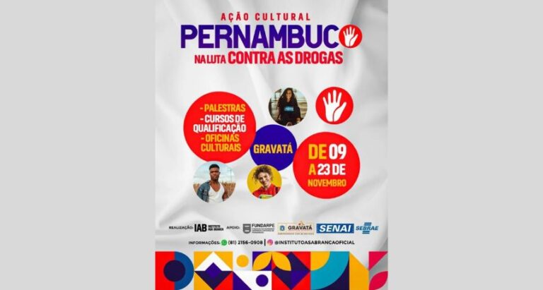 Ação cultural 'Pernambuco na Luta Contra as Drogas' tem início na próxima semana, em Gravatá