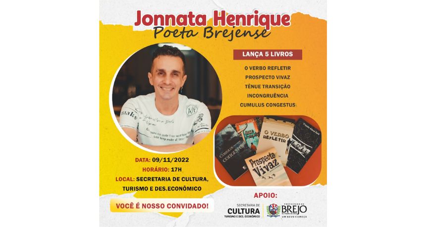 Poeta brejense lançará cinco livros na próxima quarta-feira