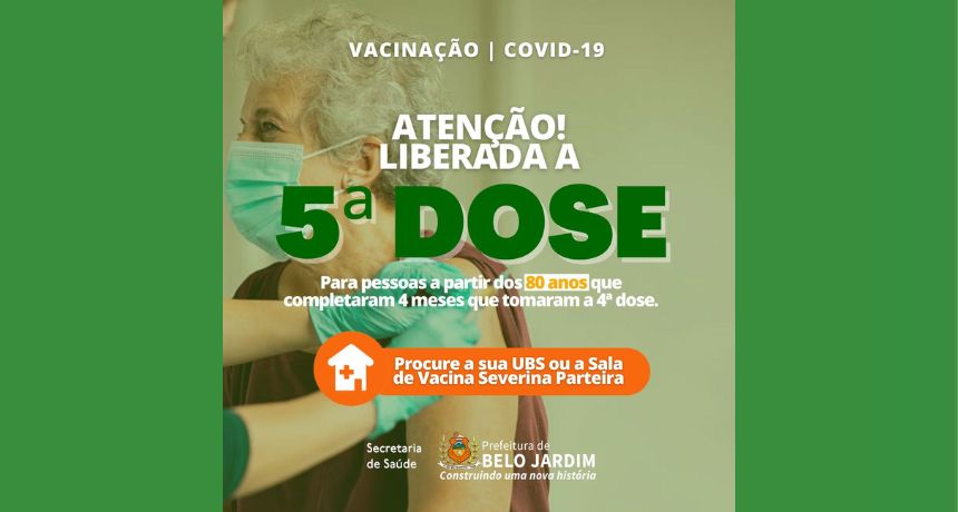 Belo Jardim inicia aplicação da 5ª dose contra a Covid-19 para idosos a partir dos 80 anos